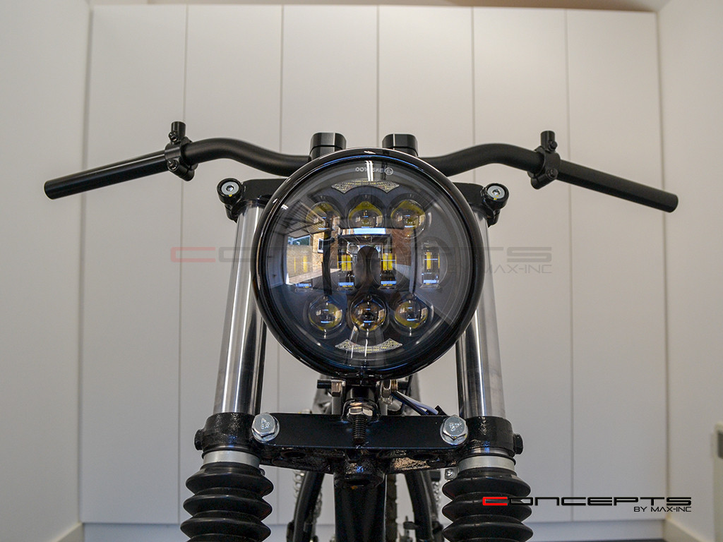 5.75" Bates Style LED Multi Projector Gloss Black Metal Headlight + DRLS