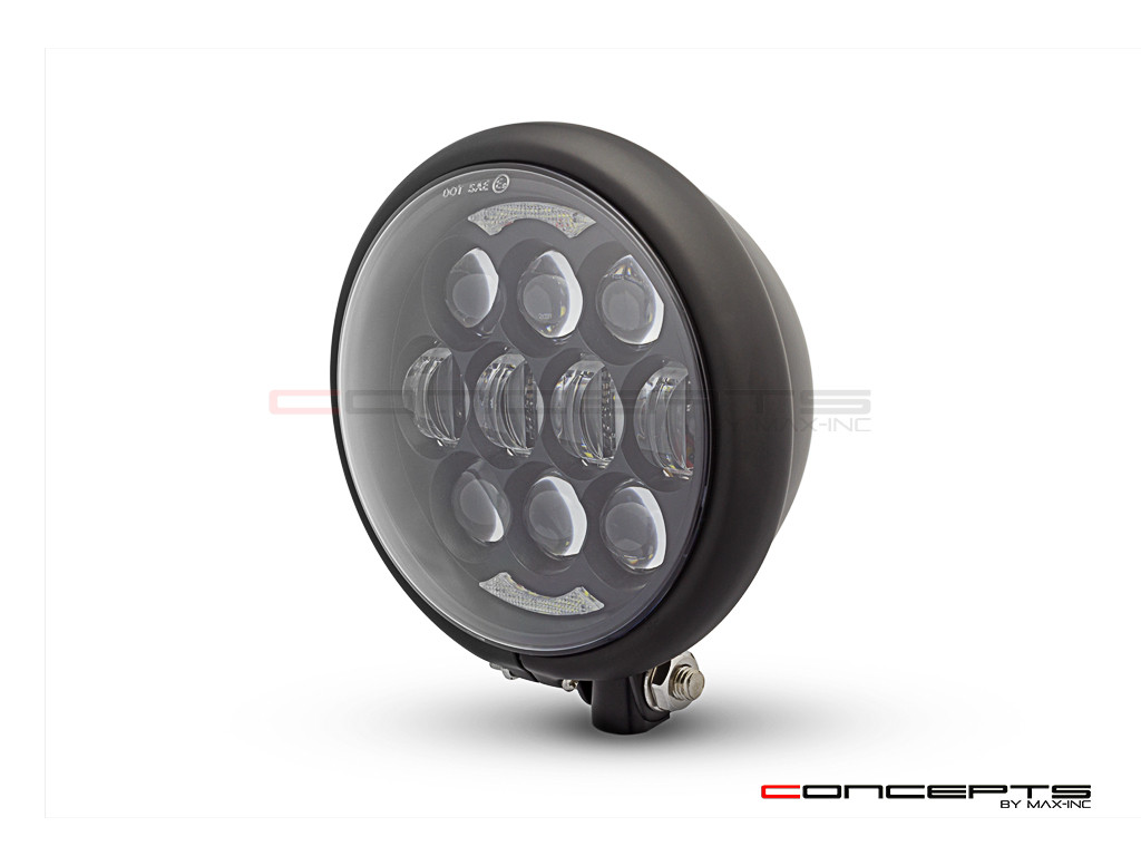 5.75" Bates Style LED Multi Projector Matte Black Metal Headlight + DRLS