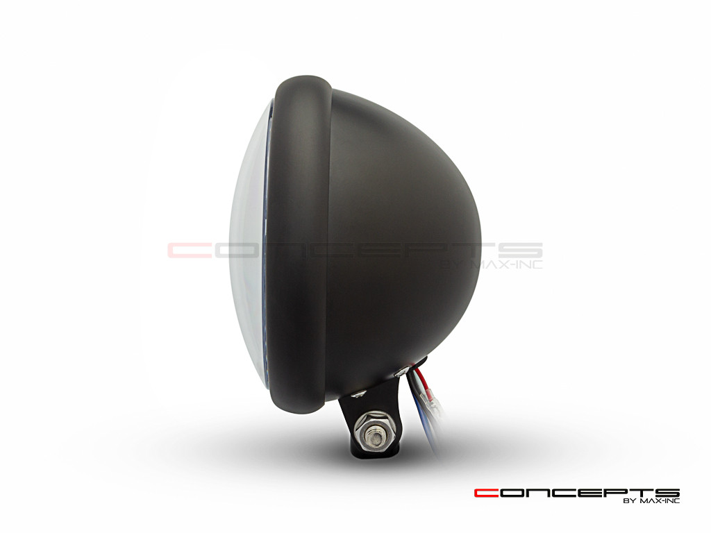 5.75" Bates Style LED Multi Projector Matte Black Metal Headlight + DRLS