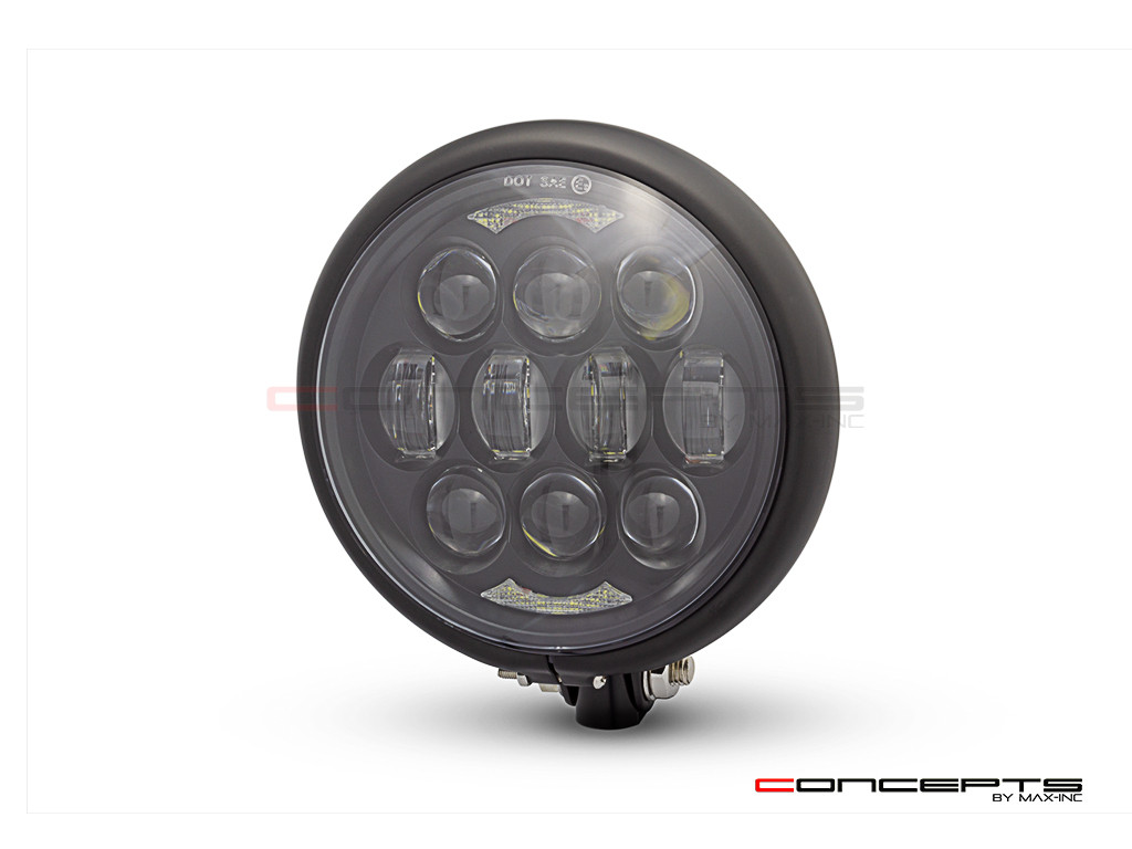 5.75" Bates Style LED Multi Projector Matte Black Metal Headlight + DRLS