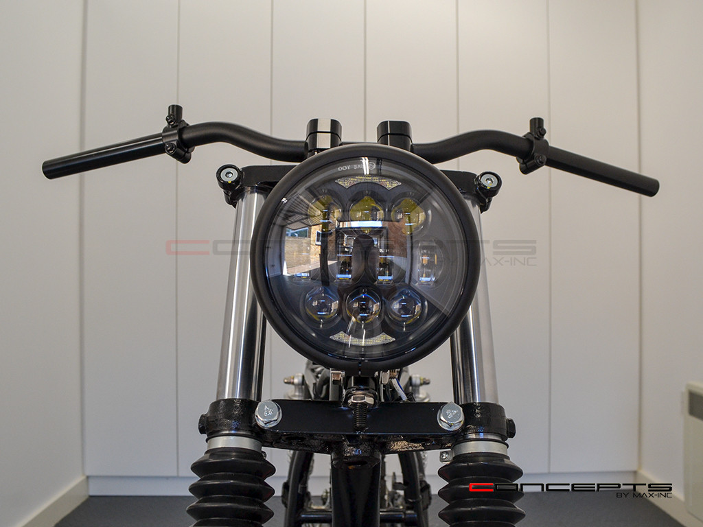 5.75" Bates Style LED Multi Projector Matte Black Metal Headlight + DRLS