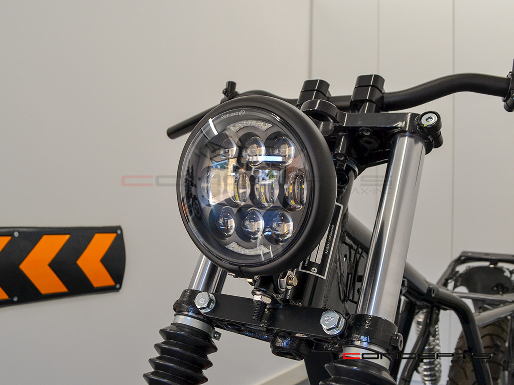 5.75" Bates Style LED Multi Projector Matte Black Metal Headlight + DRLS