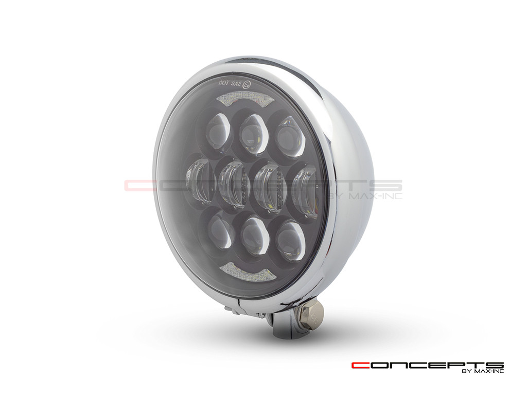 5.75" Bates Style LED Multi Projector Chrome Metal Headlight + DRLS