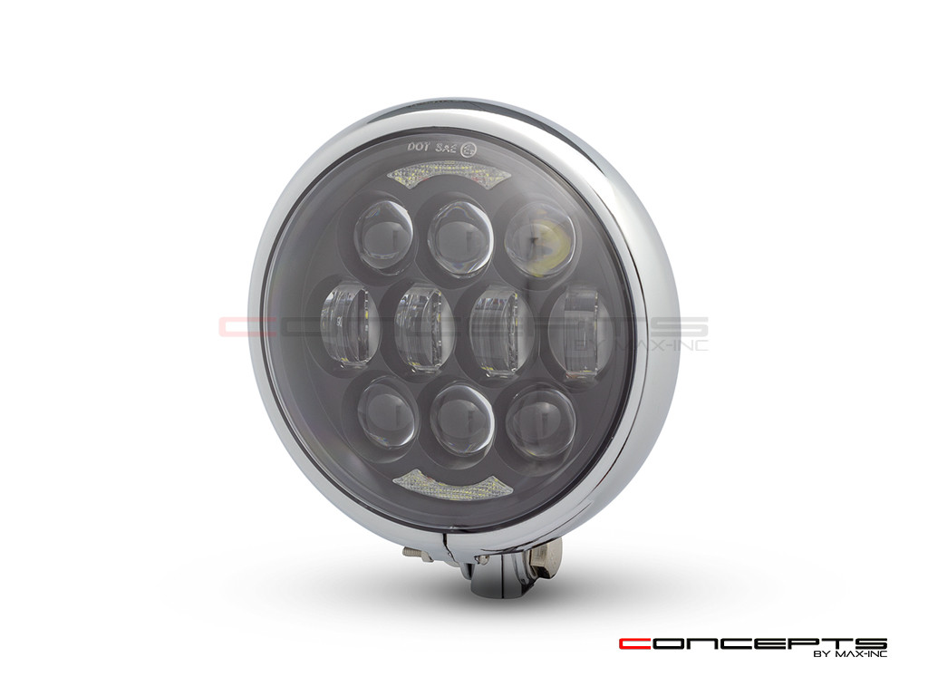 5.75" Bates Style LED Multi Projector Chrome Metal Headlight + DRLS