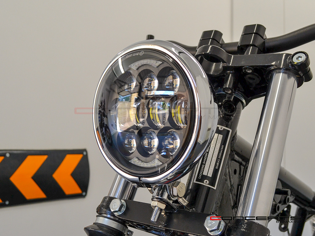 5.75" Bates Style LED Multi Projector Chrome Metal Headlight + DRLS