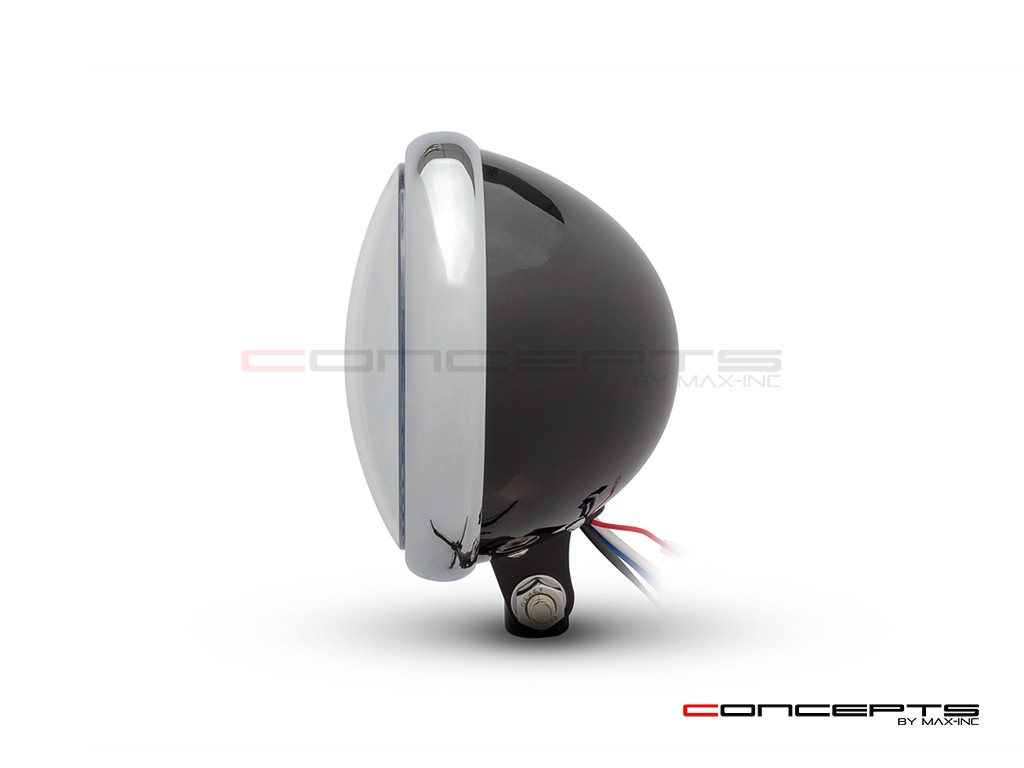 5.75" Bates Style LED Multi Projector Gloss Black + Chrome Metal Headlight + DRLS