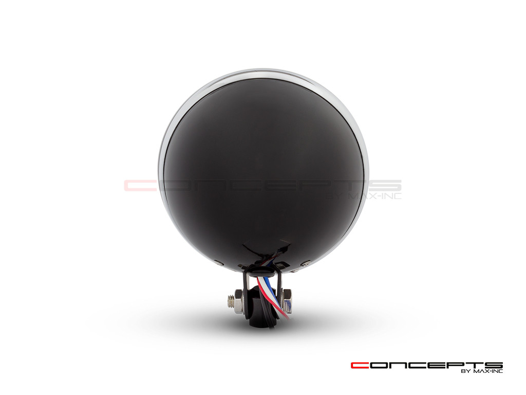 5.75" Bates Style LED Multi Projector Gloss Black + Chrome Metal Headlight + DRLS