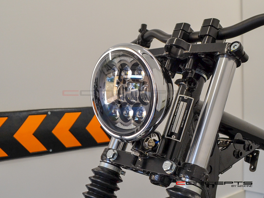 5.75" Bates Style LED Multi Projector Gloss Black + Chrome Metal Headlight + DRLS