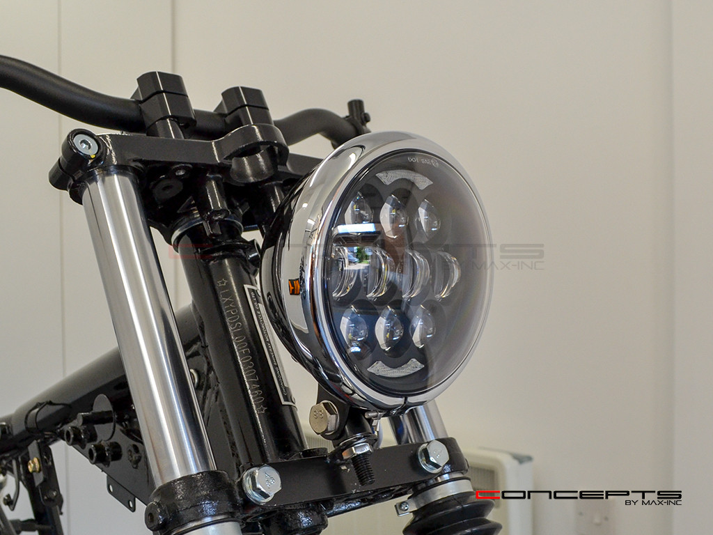 5.75" Bates Style LED Multi Projector Gloss Black + Chrome Metal Headlight + DRLS