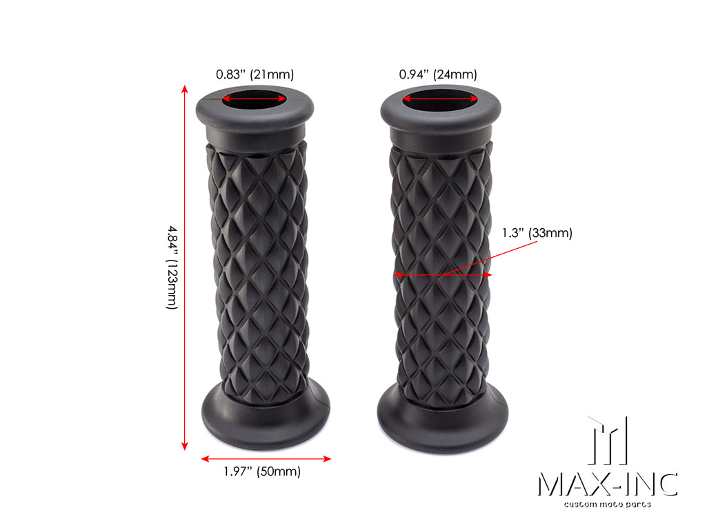 Black Diamond Cafe Racer Style Hand Grips - 7/8" (22mm)