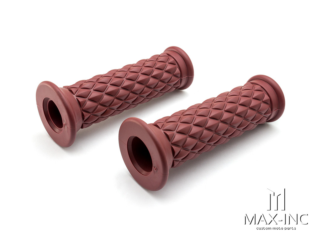 Brown Diamond Cafe Racer Style Hand Grips - 7/8" (22mm)