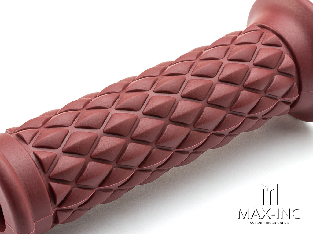 Brown Diamond Cafe Racer Style Hand Grips - 7/8" (22mm)