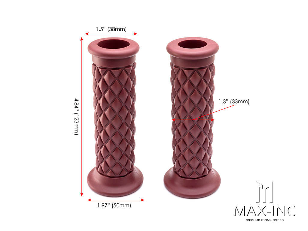 Brown Diamond Cafe Racer Style Hand Grips - 7/8" (22mm)