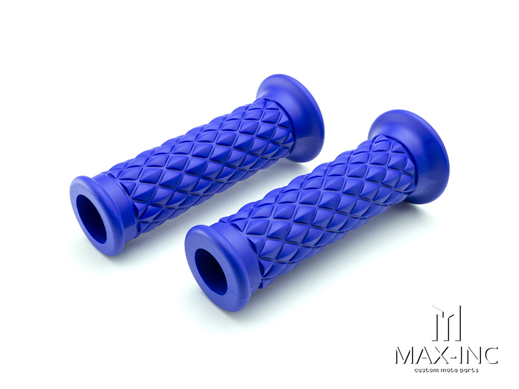 Blue Diamond Cafe Racer Style Hand Grips - 7/8" (22mm)