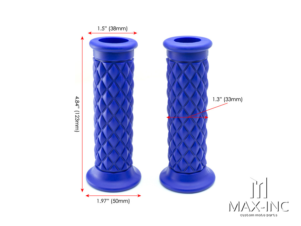 Blue Diamond Cafe Racer Style Hand Grips - 7/8" (22mm)