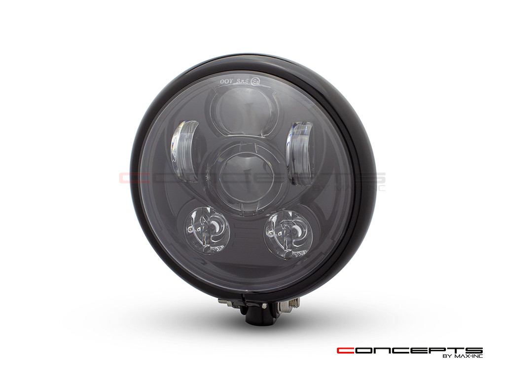 5.75" Bates Style LED Six Projector Gloss Black Metal Headlight