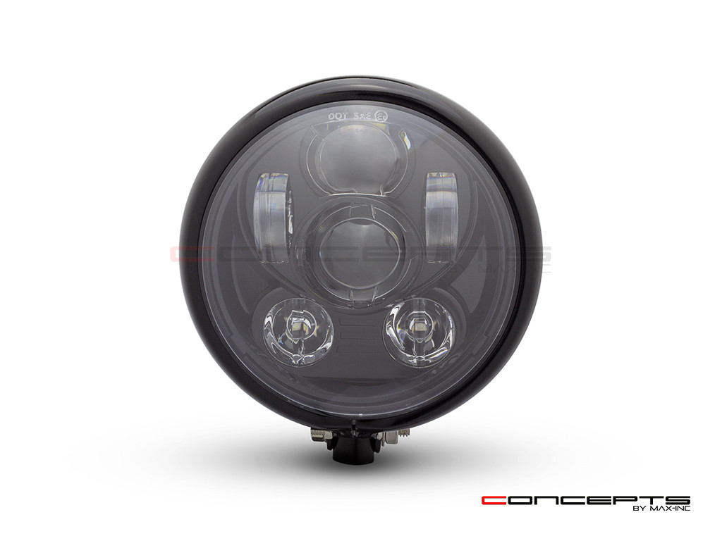 5.75" Bates Style LED Six Projector Gloss Black Metal Headlight