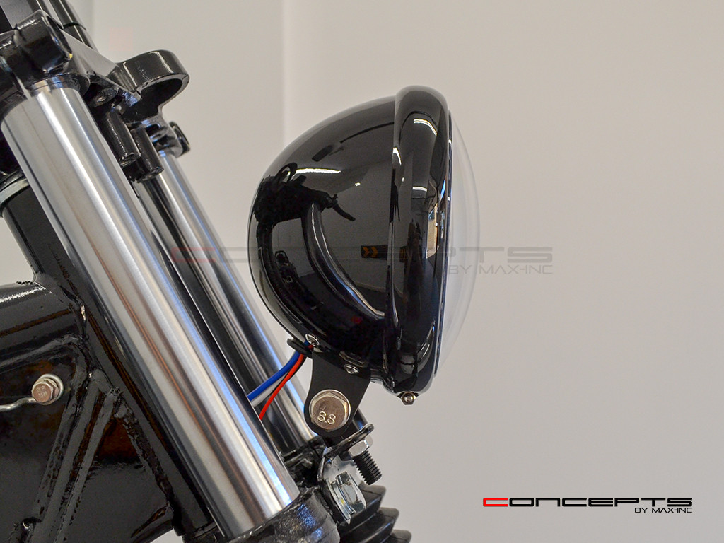 5.75" Bates Style LED Six Projector Gloss Black Metal Headlight