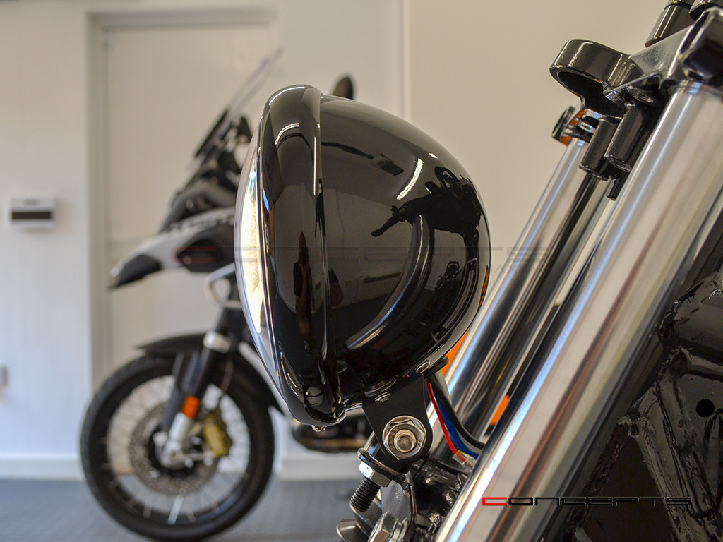 5.75" Bates Style LED Six Projector Gloss Black Metal Headlight