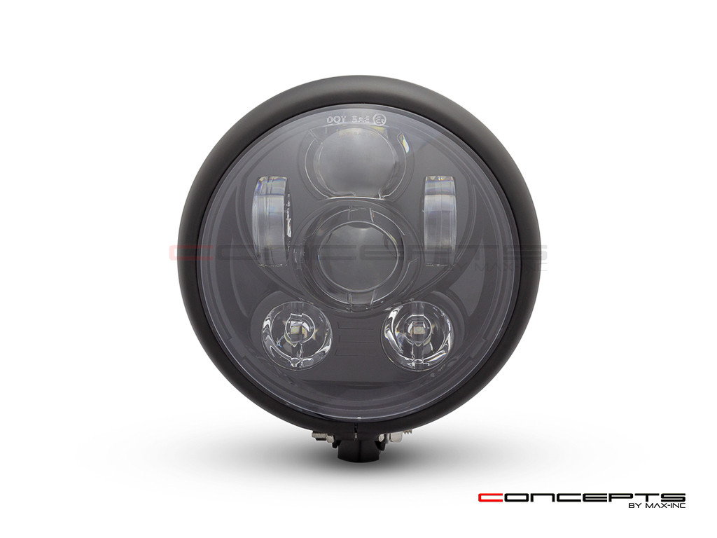 5.75" Bates Style LED Six Projector Matte Black Metal Headlight