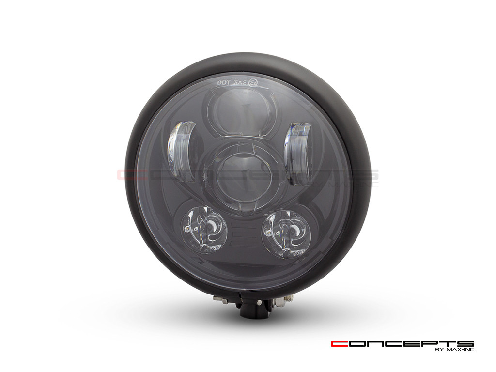 5.75" Bates Style LED Six Projector Matte Black Metal Headlight