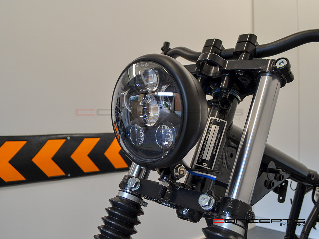 5.75" Bates Style LED Six Projector Matte Black Metal Headlight