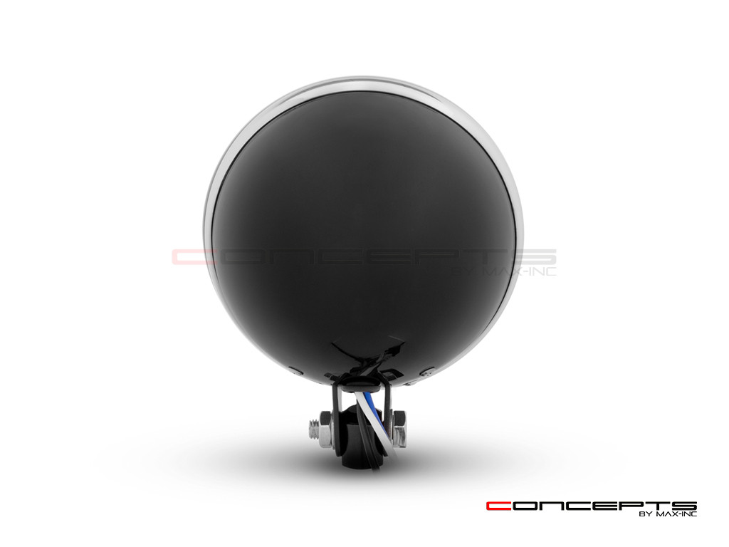 5.75" Bates Style LED Six Projector Gloss Black + Chrome Metal Headlight