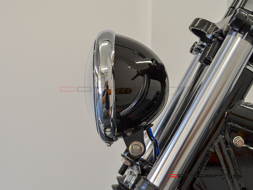 5.75" Bates Style LED Six Projector Gloss Black + Chrome Metal Headlight