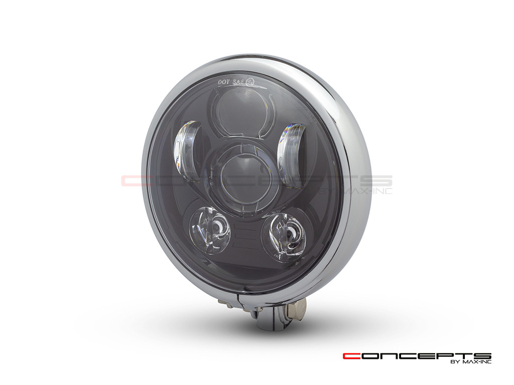 5.75" Bates Style LED Six Projector Chrome Metal Headlight