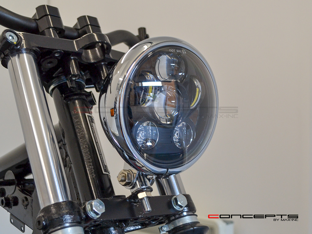 5.75" Bates Style LED Six Projector Chrome Metal Headlight