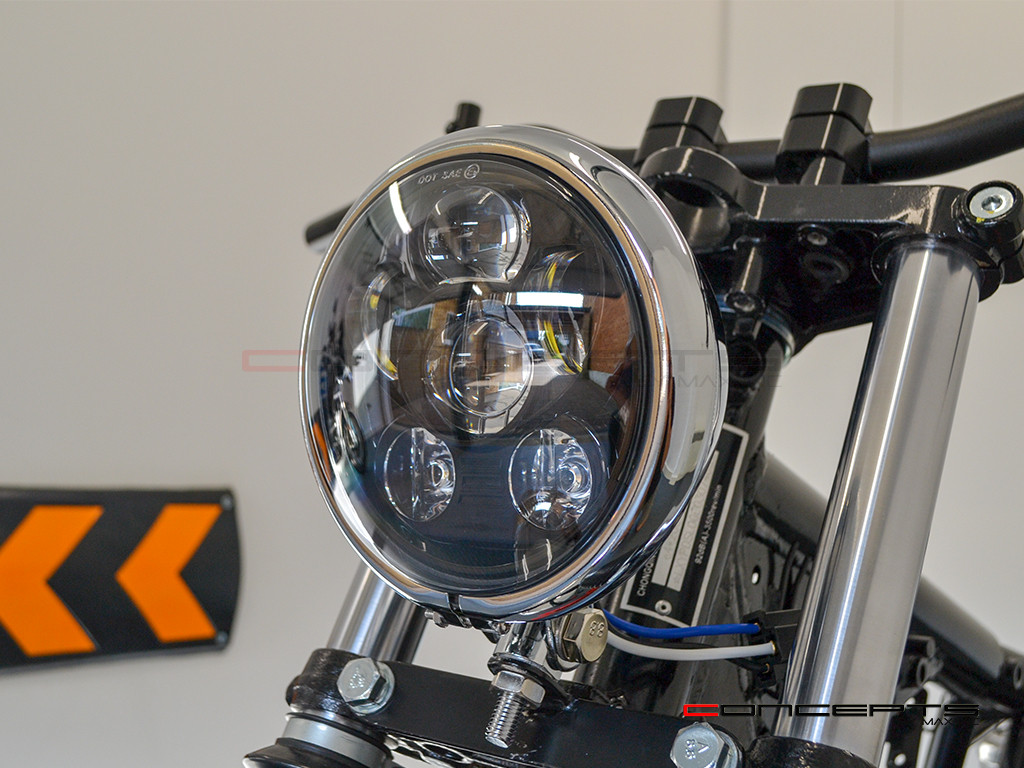 5.75" Bates Style LED Six Projector Chrome Metal Headlight