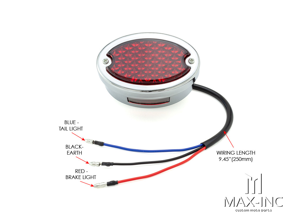 Classic Chrome Metal Oval LED Stop / Tail Light