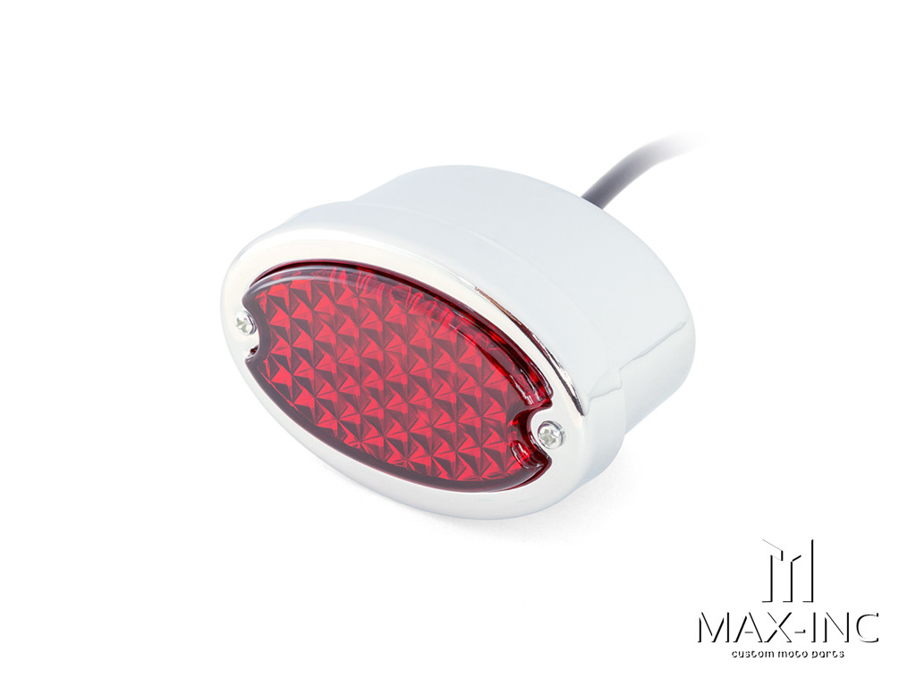 Classic Chrome Metal Oval LED Stop / Tail Light