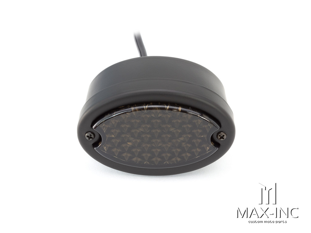 Classic Matte Black Metal Oval Smoked Lens LED Stop / Tail Light