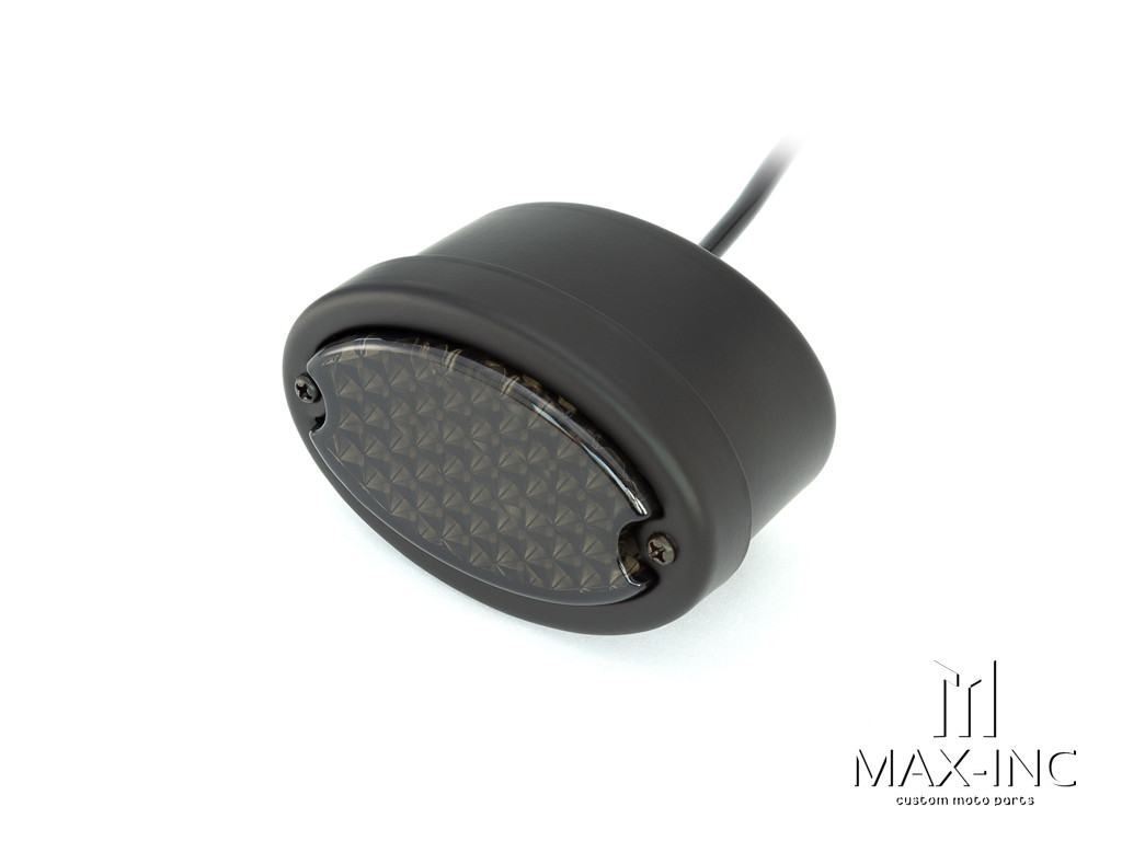 Classic Matte Black Metal Oval Smoked Lens LED Stop / Tail Light