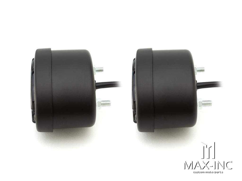 Classic Matte Black Metal Oval Smoked Lens LED Stop / Tail Lights - Pair