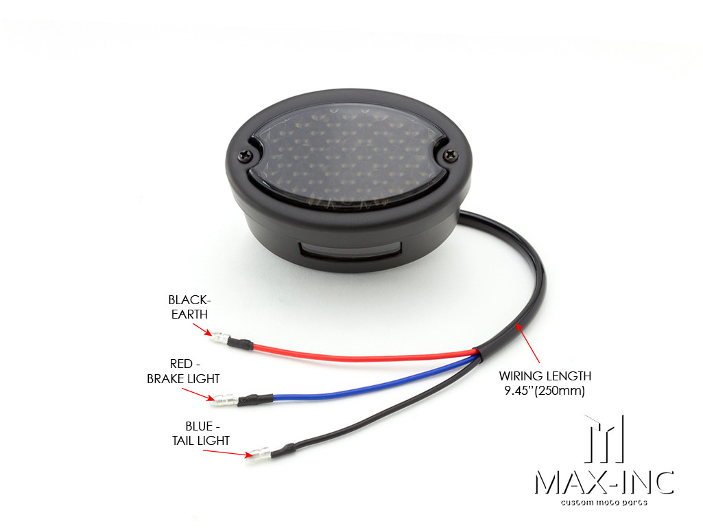 Classic Matte Black Metal Oval Smoked Lens LED Stop / Tail Lights - Pair