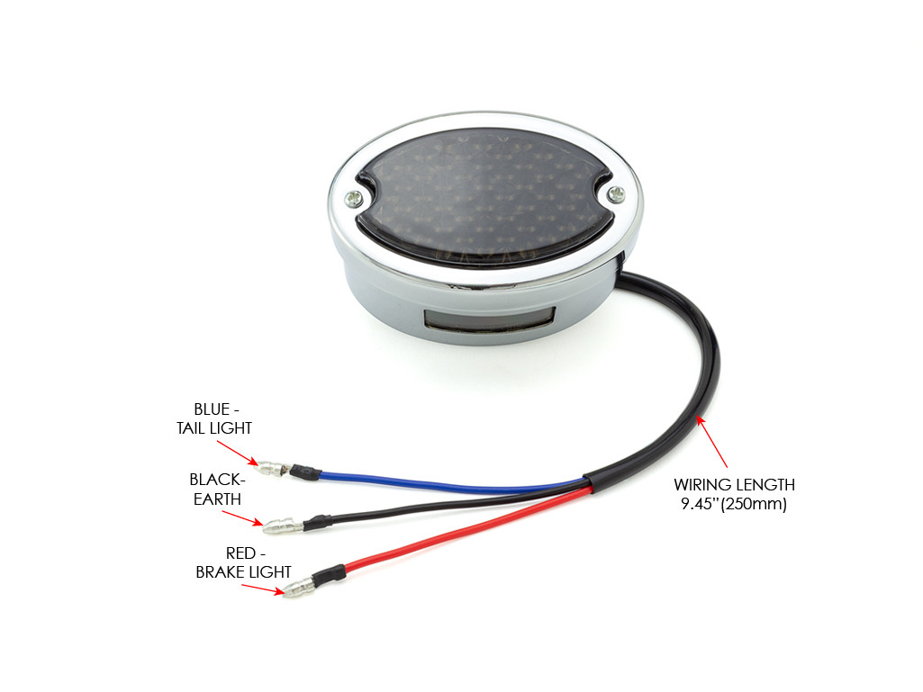 Classic Chrome Metal Oval Smoked Lens LED Stop / Tail Lights - Pair