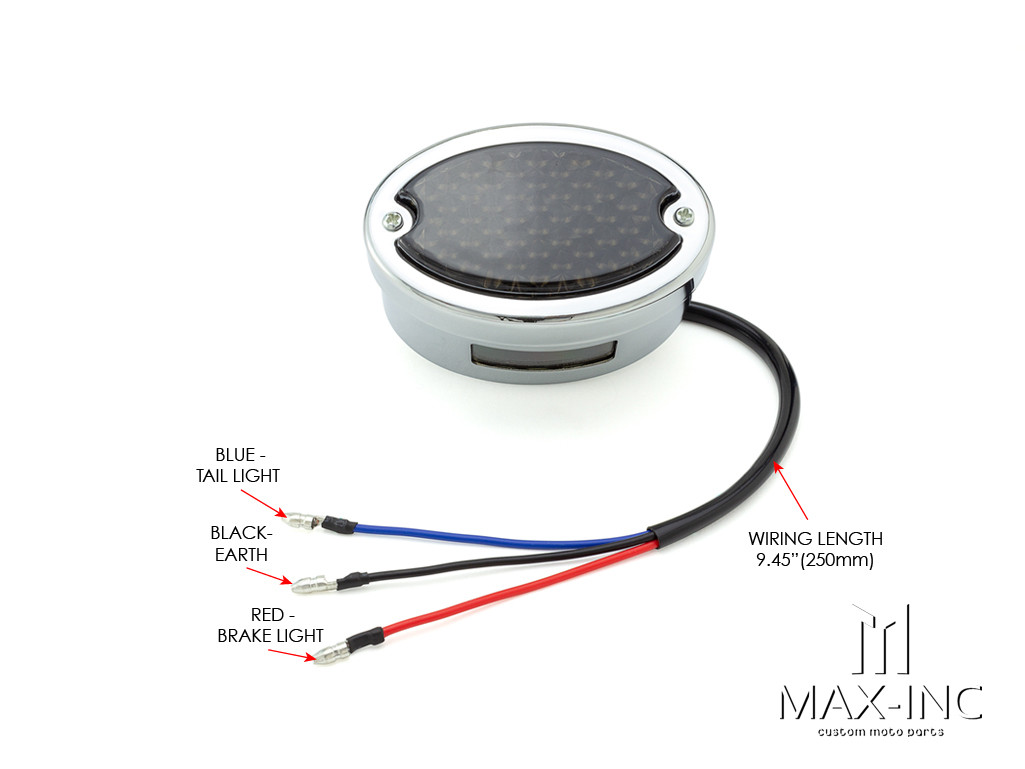 Classic Chrome Metal Oval Smoked Lens LED Stop / Tail Light