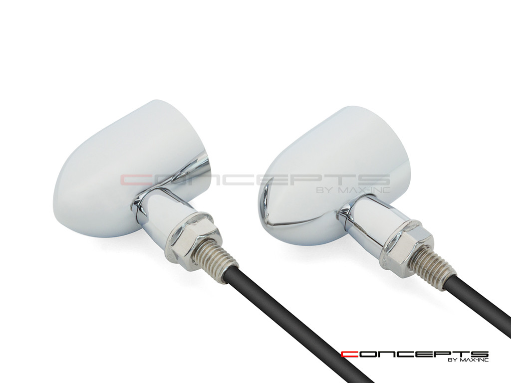 MAX "DERBY" Chrome + Brass CNC Machined Alum Classic Mini LED Indicators / Turn Signals