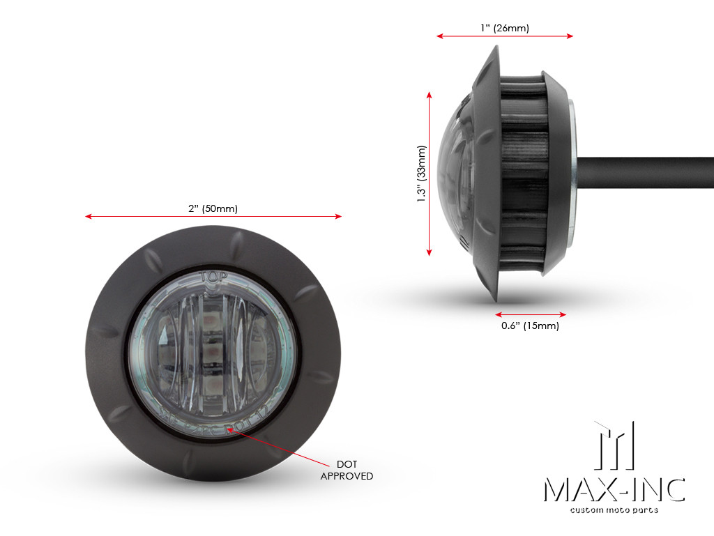 2" Cafe Racer Flush Mount LED Stop / Tail Light - Smoked Lens