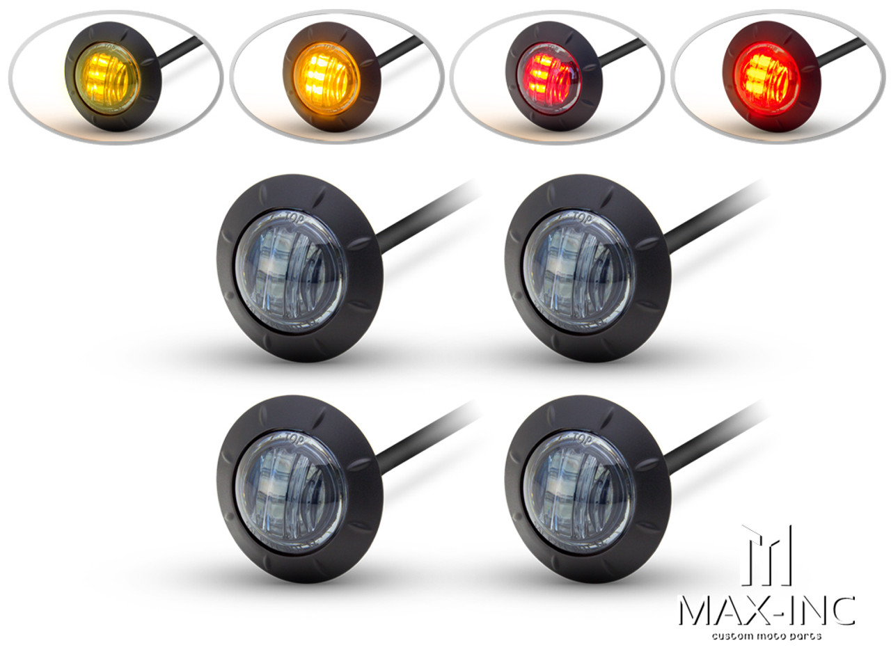  2" Flush Mount Smoked Lens LED Running / Turn / Tail / Stop Lights - Set Of 4