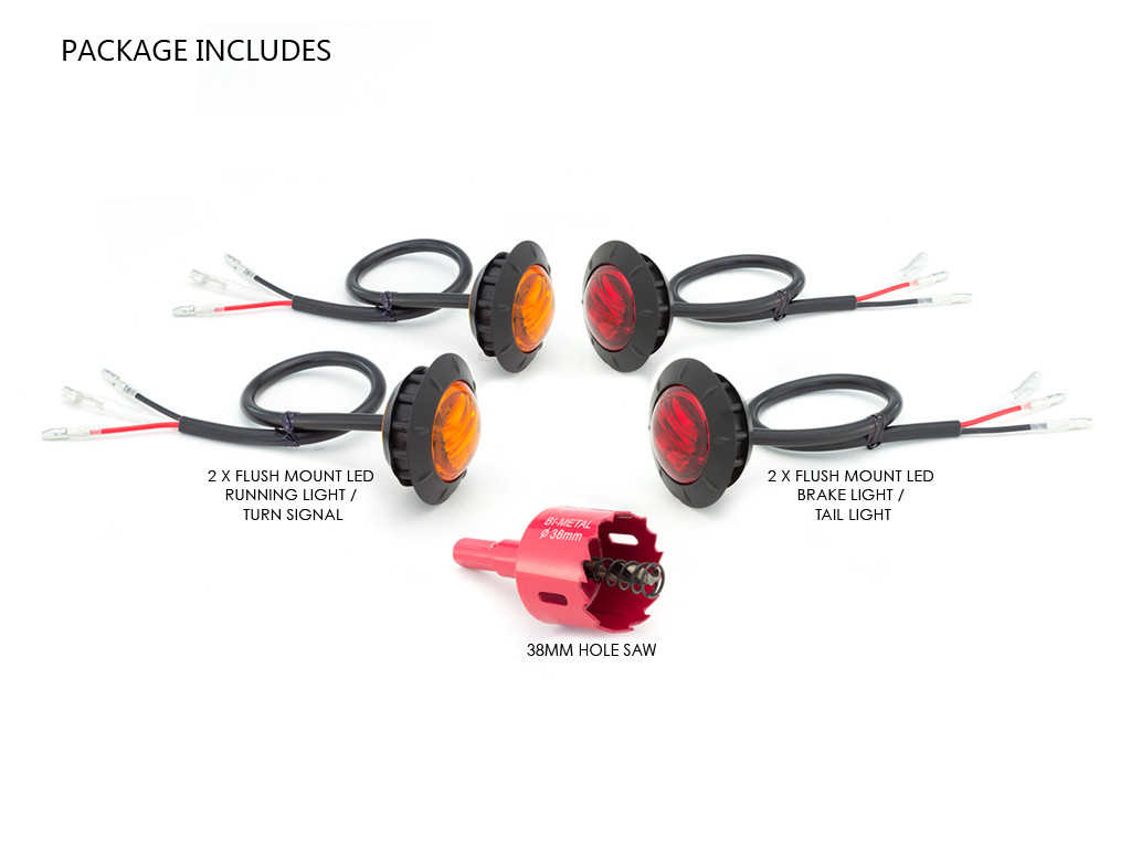 2" Flush Mount LED Running / Turn / Tail / Stop Lights - Set Of 4