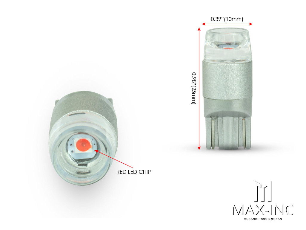 Red 12v / T10 W5W LED Projector Bulbs - Pair