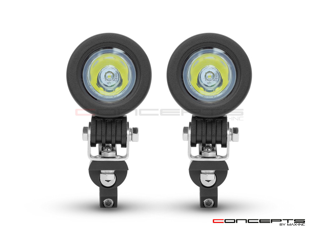 10w LED Spot Lights + Wiring Harness + Bar Clamps - Fits 22 /25 / 28mm Bars