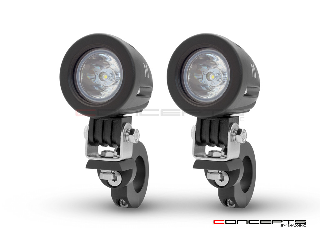 10w LED Spot Lights + Wiring Harness + Bar Clamps - Fits 22 /25 / 28mm Bars