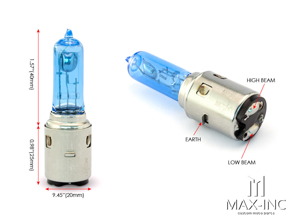 12v / S2 BA20 / 35w Cool White Halogen Headlight Bulb - Hi / Low Beam