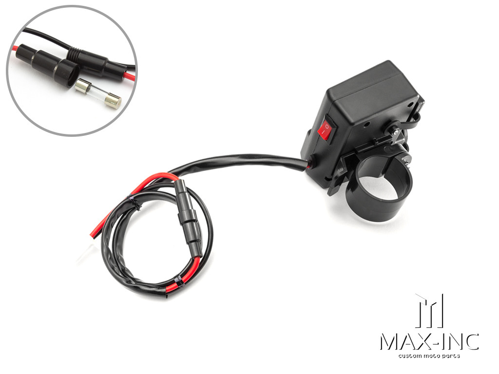 Universal Handlebar Mount 12v Socket + Twin USB + Voltmeter Power Supply- Fits 22-25mm Bars