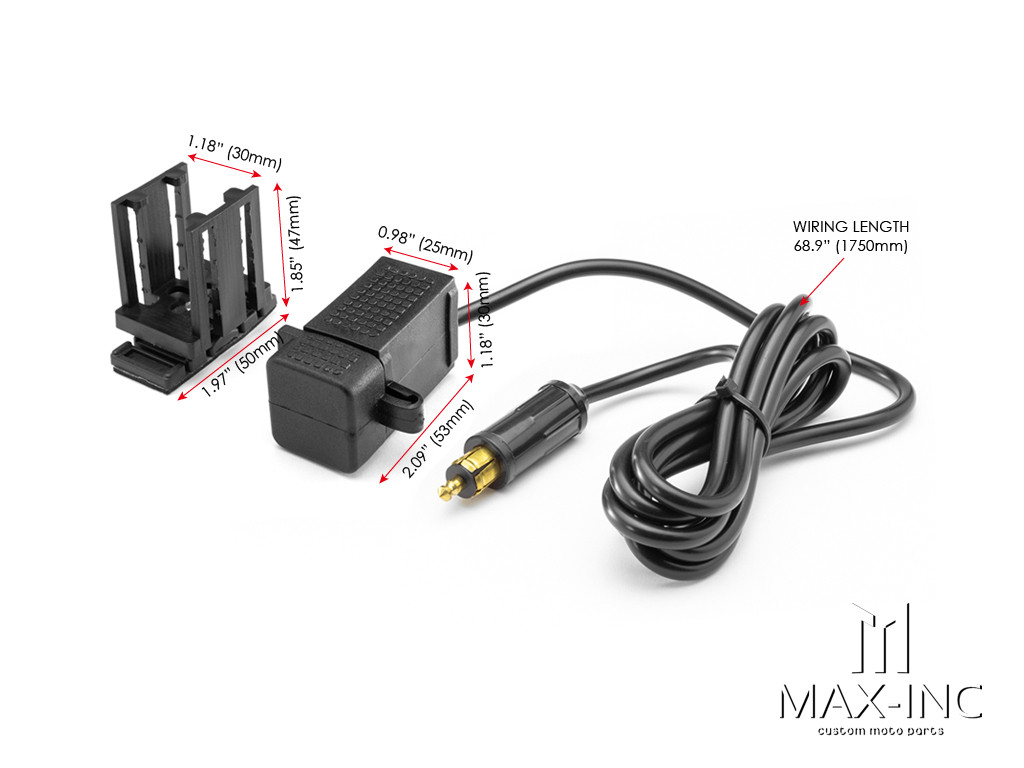 Hella Style DIN Male Plug To Twin USB Power Supply With 1.75m Harness