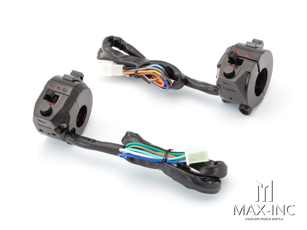 Universal Black Alloy Motorcycle Control Switch Set Combo - Fits 22mm Bars